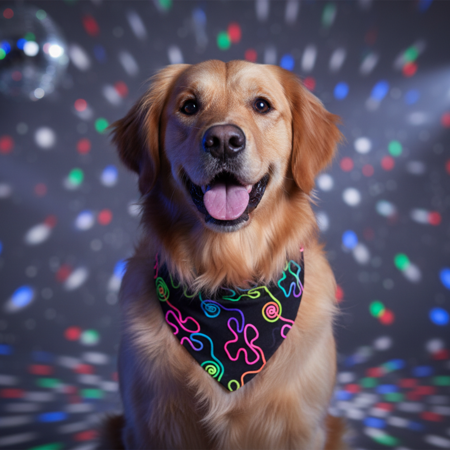 Dog Bandana - Neon Squiggle