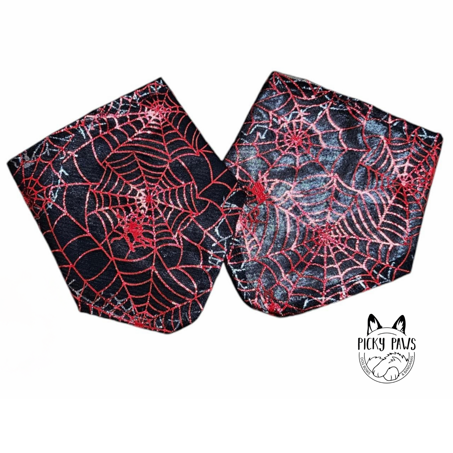 Dog Bandana - Red Halloween Spiderwebs