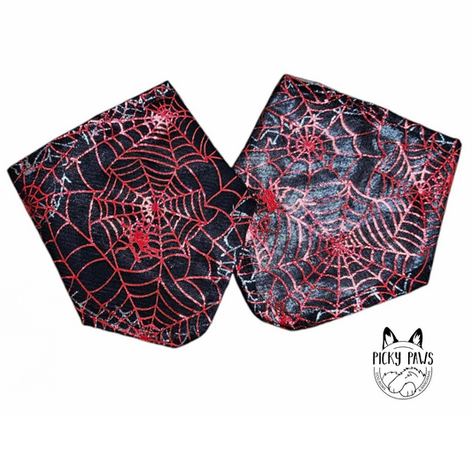 Dog Bandana - Red Halloween Spiderwebs