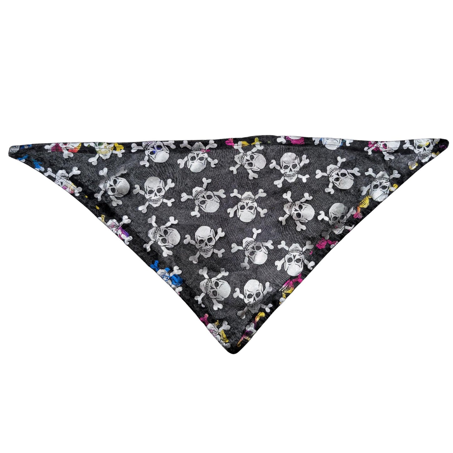 Dog Bandana - Silver Skulls