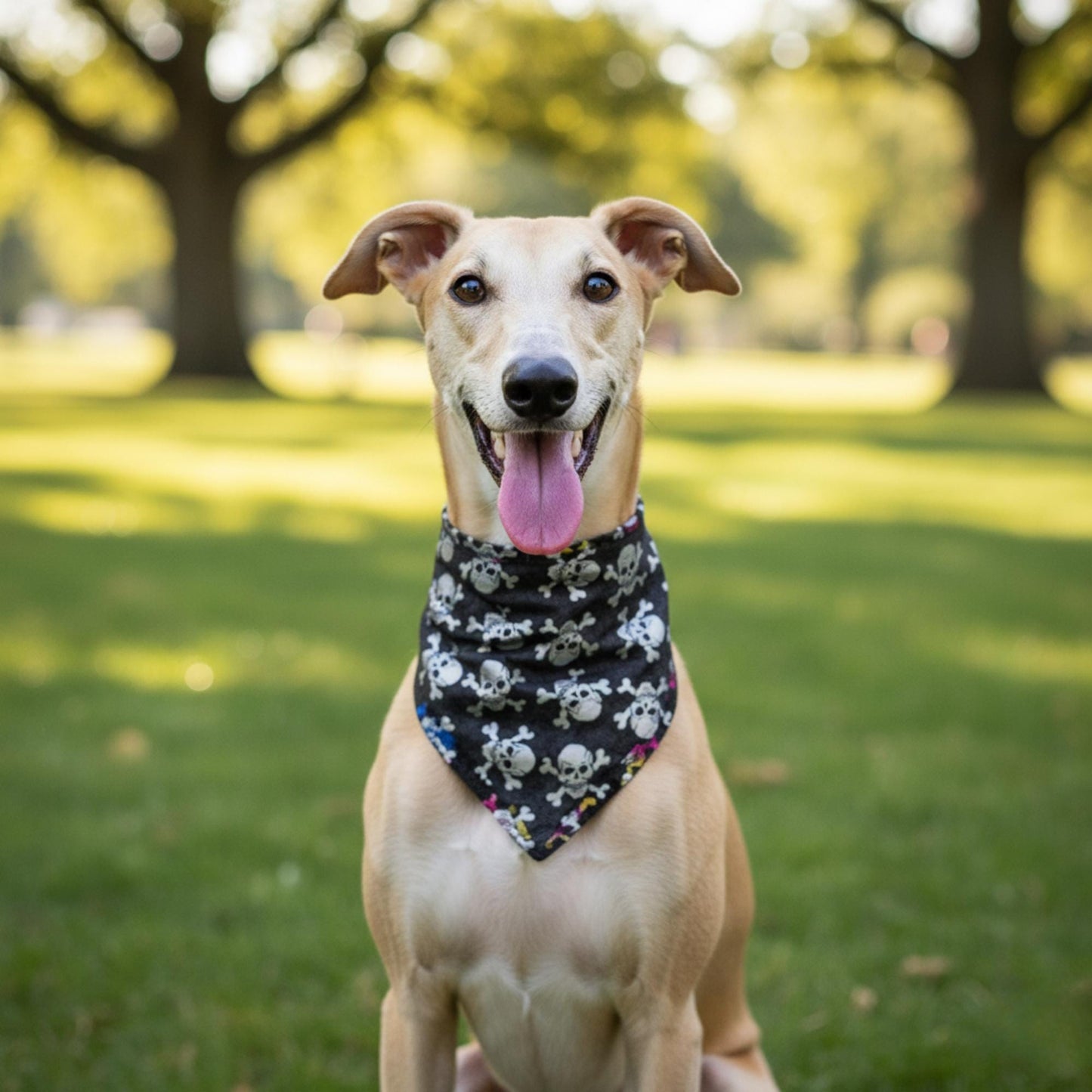 Dog Bandana - Silver Skulls